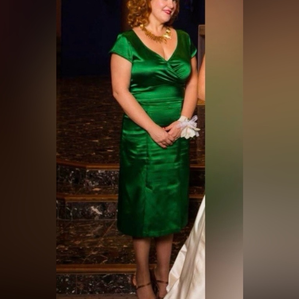 Stop Staring Green Satin Dress